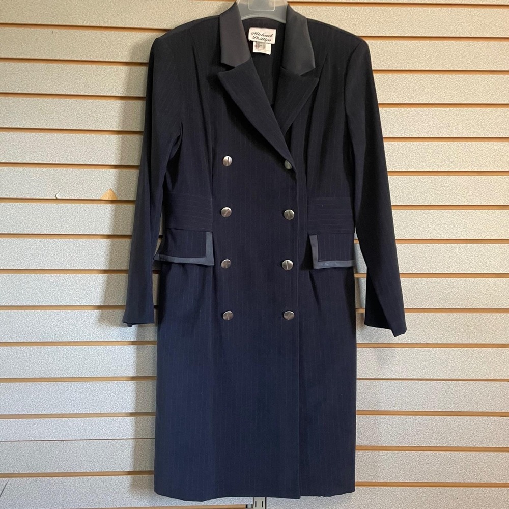 VTG Michael Phillips Pinstripe Dress Jacket Double Breasted Career Workwear - 12